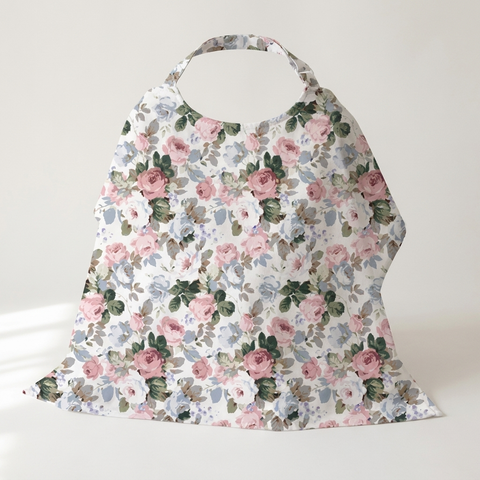 Tinyyytales nursing cover draped, showing the rigid neckline